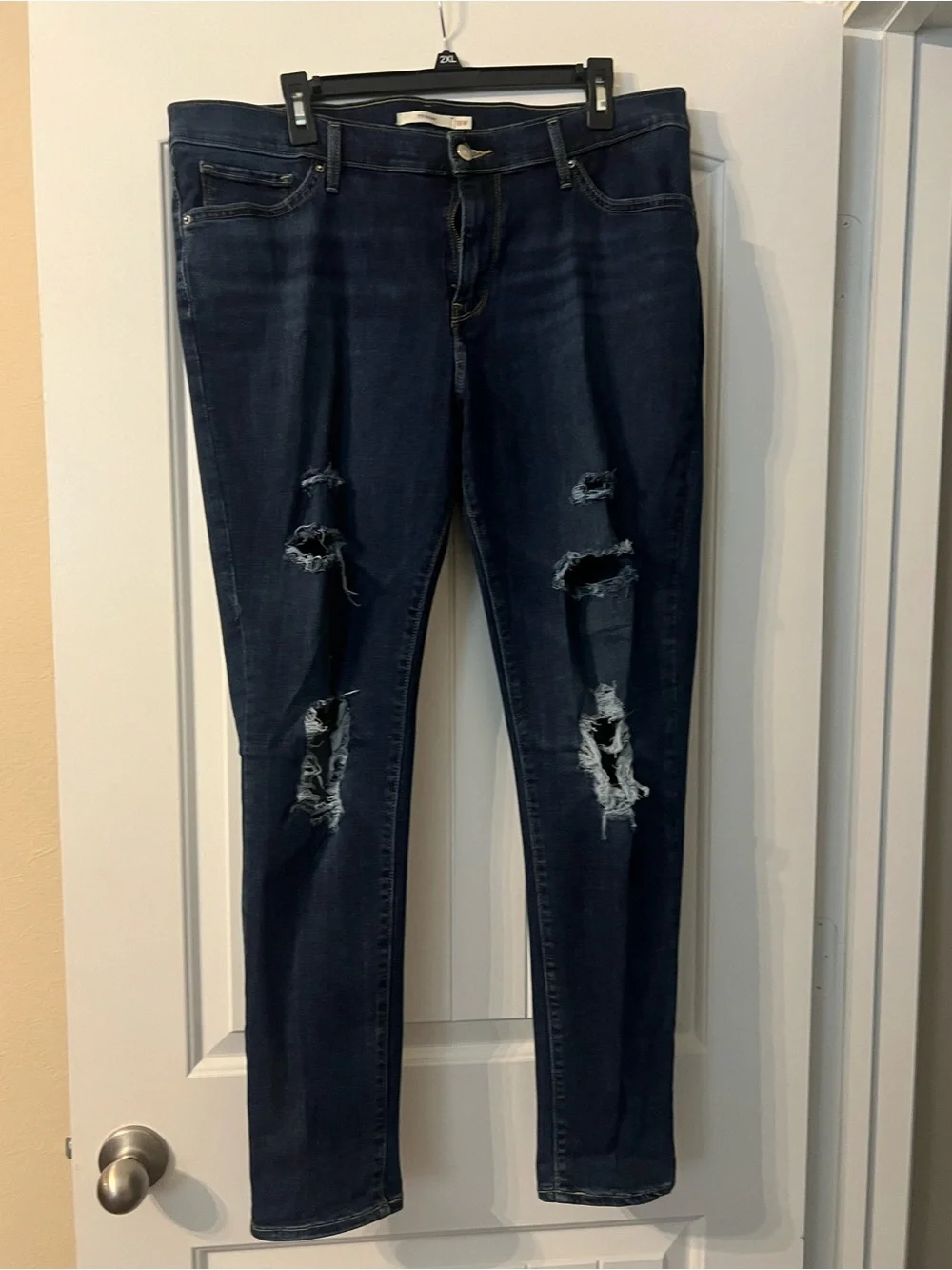 Levi's Dark Blue Ripped Skinny Jeans